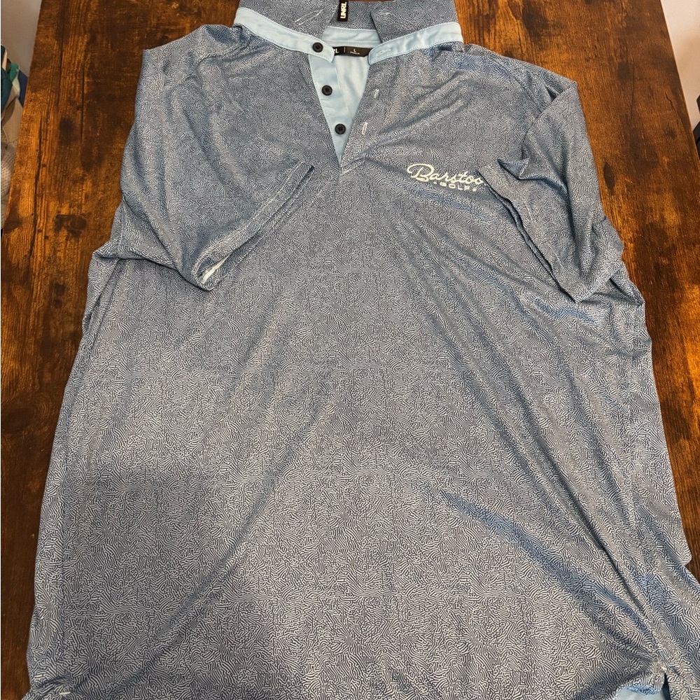 UNRL teal and black barstool polo